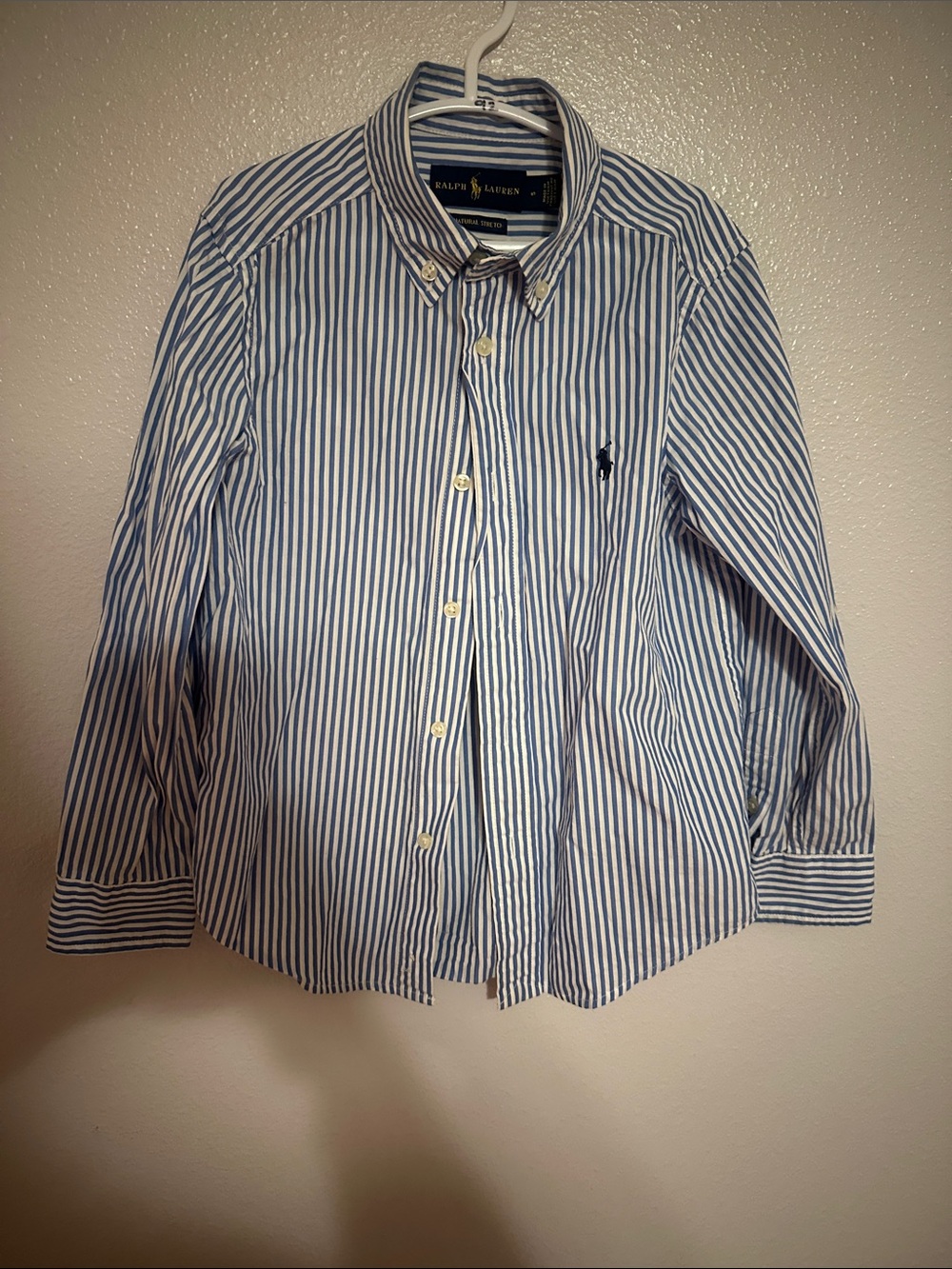 Ralph Lauren Blue and White Striped Button-Down Shirt